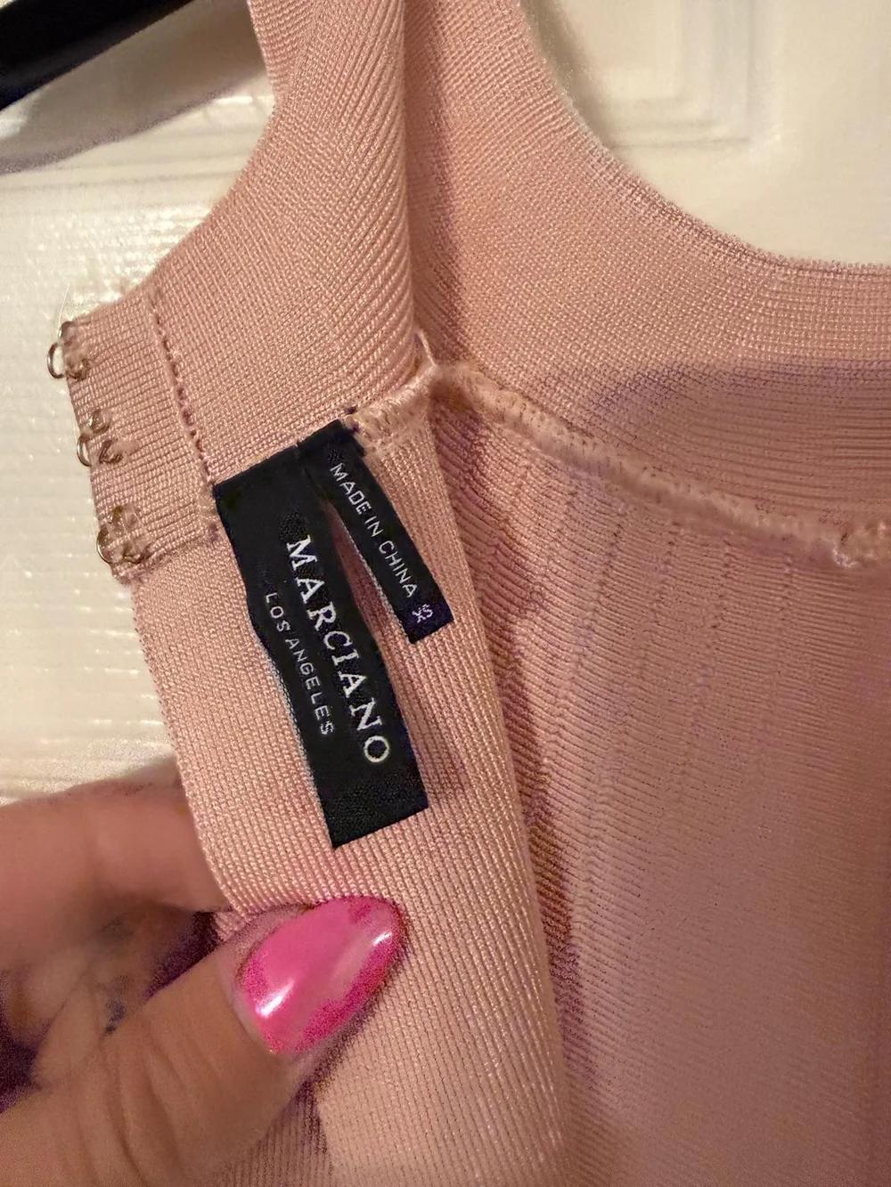 Marciano Blush Pink Ribbed Halter Midi Dress - Picture 3 of 3
